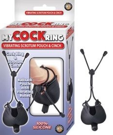 My Cock-ring Vibrating Scrotum Pouch & Cinch Black